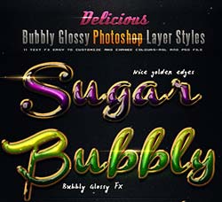 11个糖果风格的PS图层样式：Delicious Bubbly Photoshop Styles